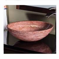 China red travertine marble oval Wash Basin For Bathroom Using